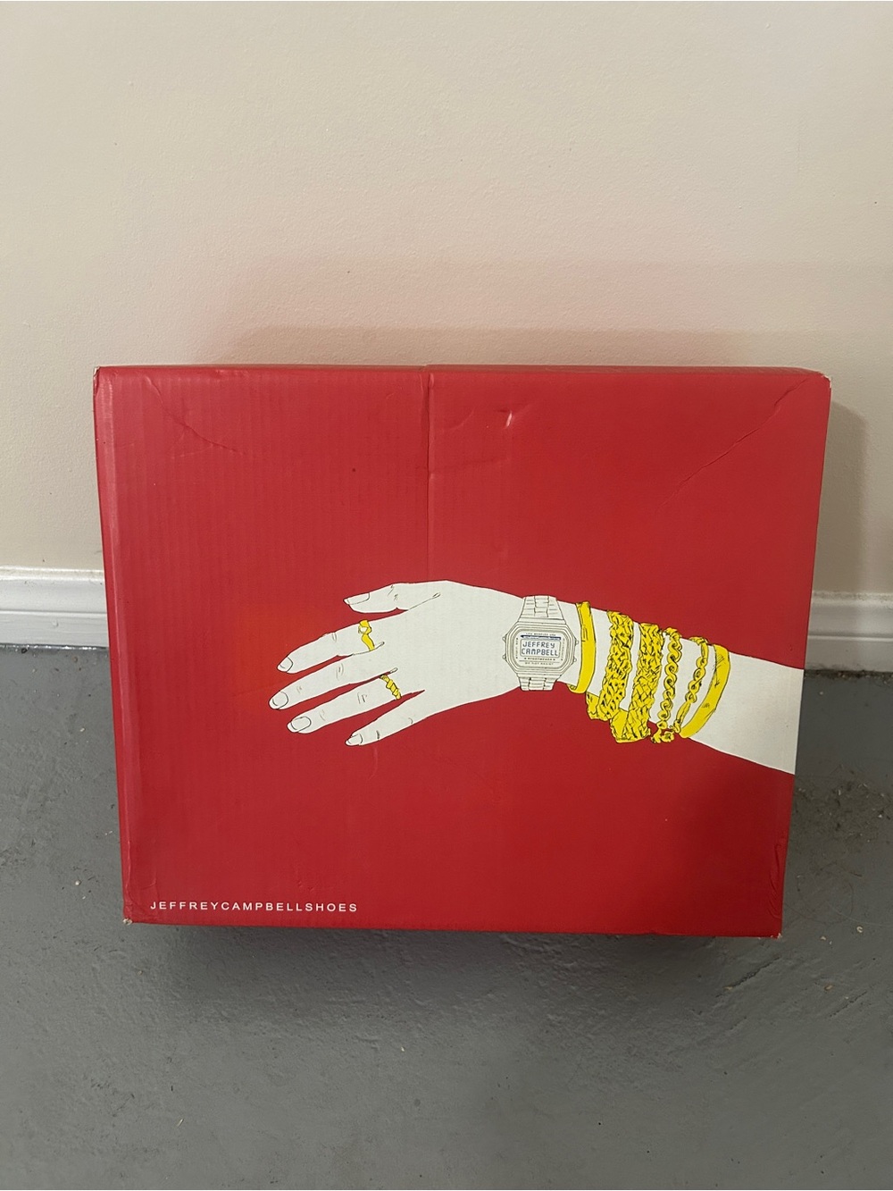 Jeffrey Campbell Red Shoe Box with Illustrated Hand